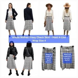 ​Aritzia Wilfred Trissy Check Skirt – Plaid A-Line Wrap Size 4